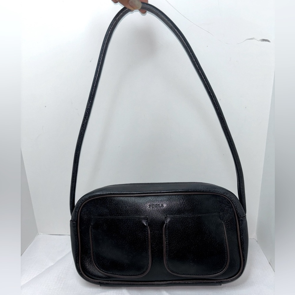 Furla Vintage Black Leather Made in Italy Shoulder Bag